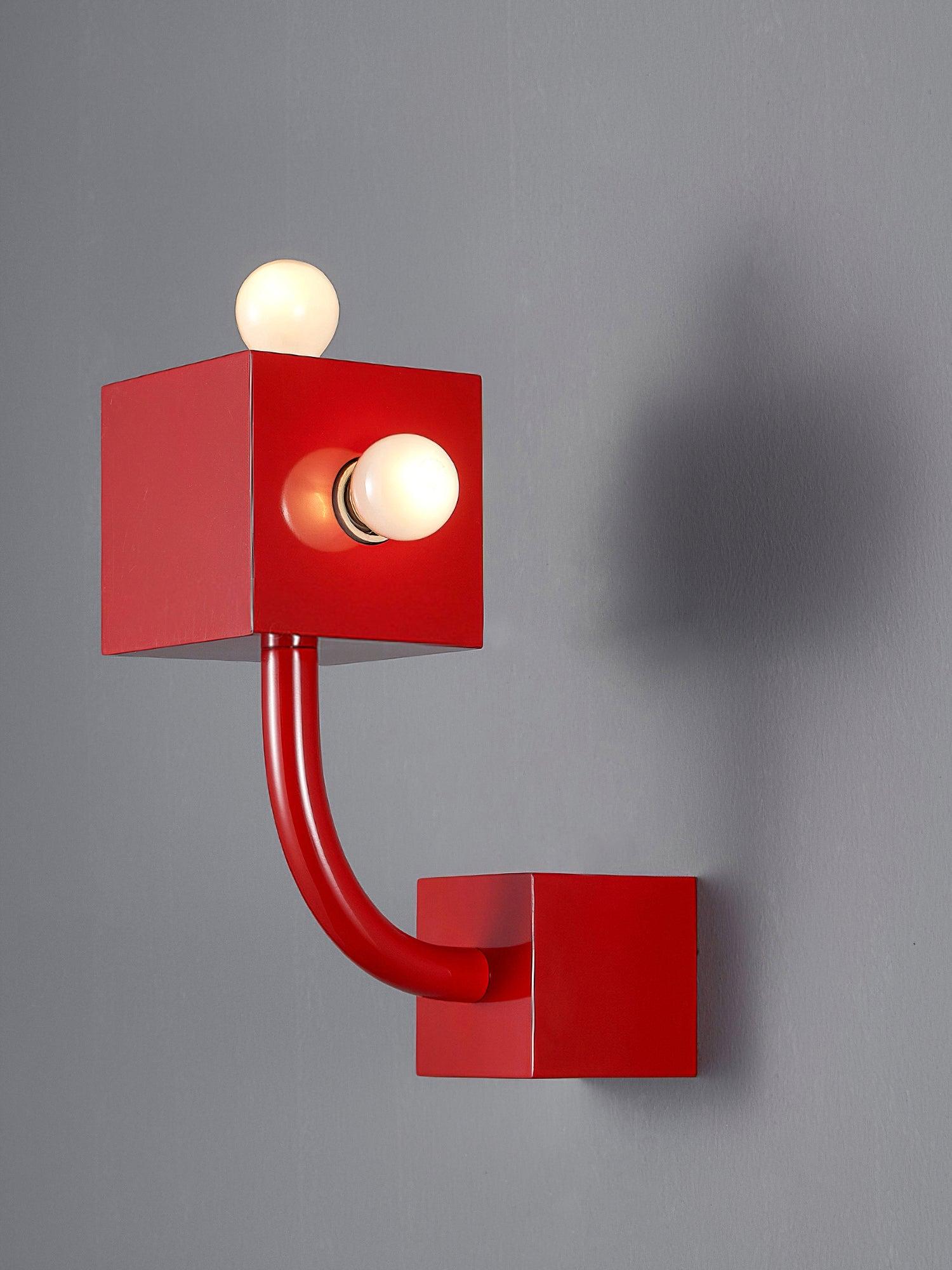 Brenna Individual Creativity Red Cube Wall Lamp-Neutral Decor