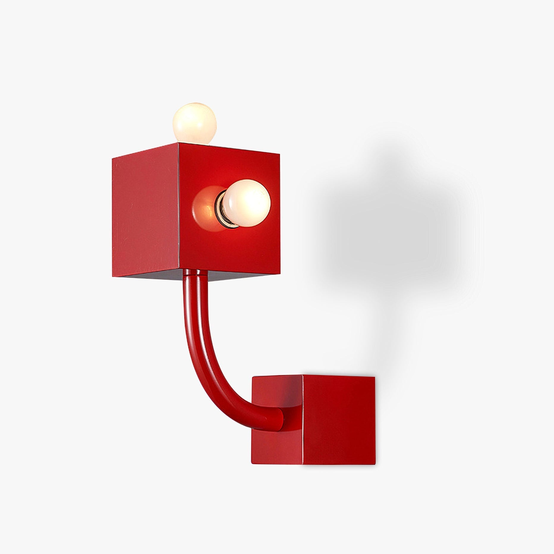 Brenna Individual Creativity Red Cube Wall Lamp-Neutral Decor