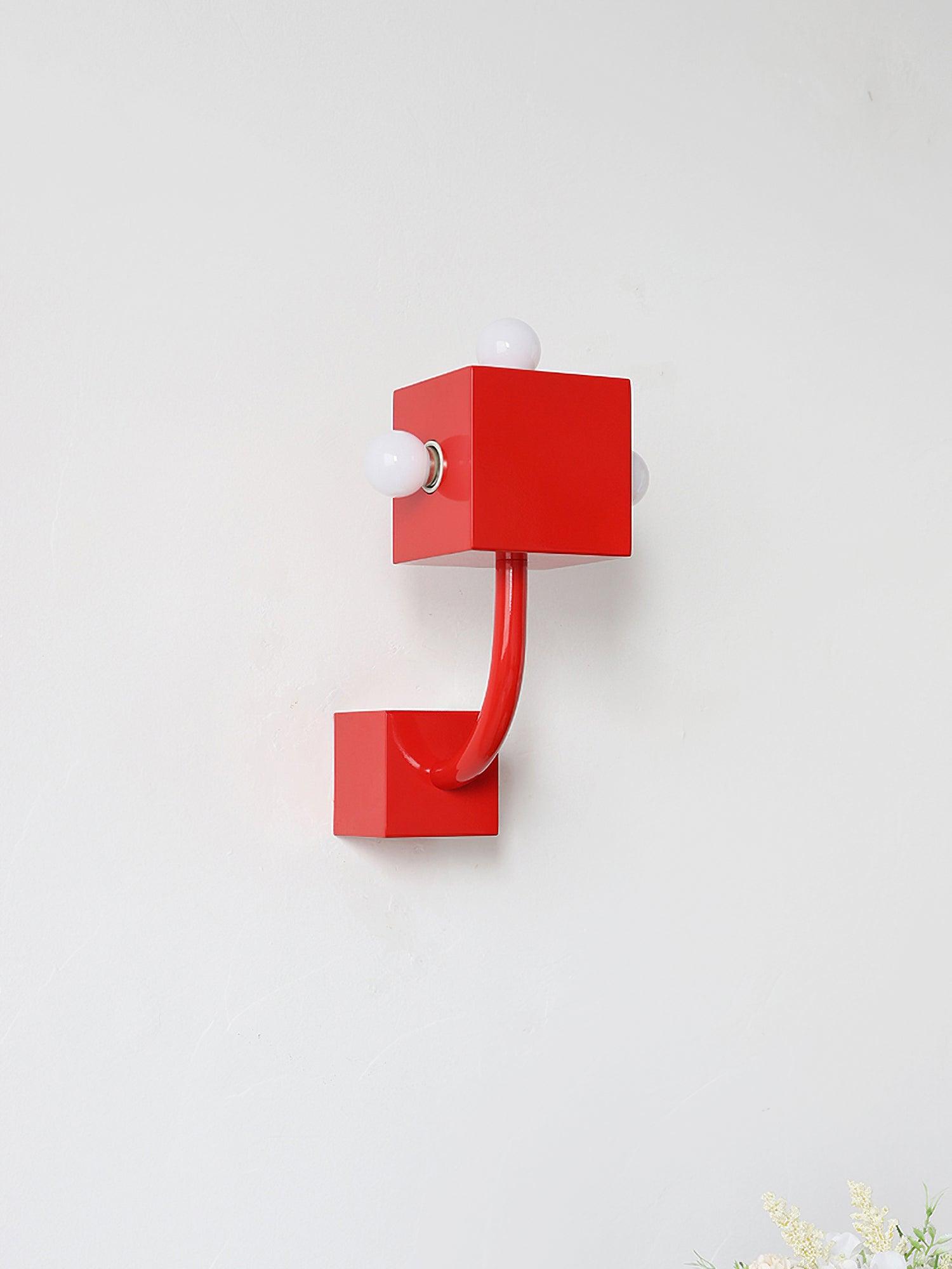 Brenna Individual Creativity Red Cube Wall Lamp-Neutral Decor
