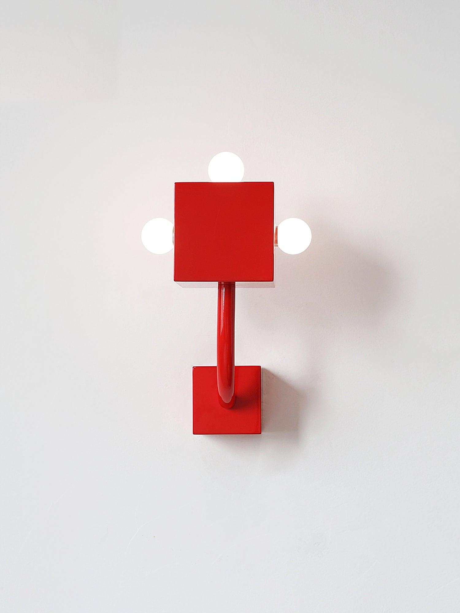 Brenna Individual Creativity Red Cube Wall Lamp-Neutral Decor