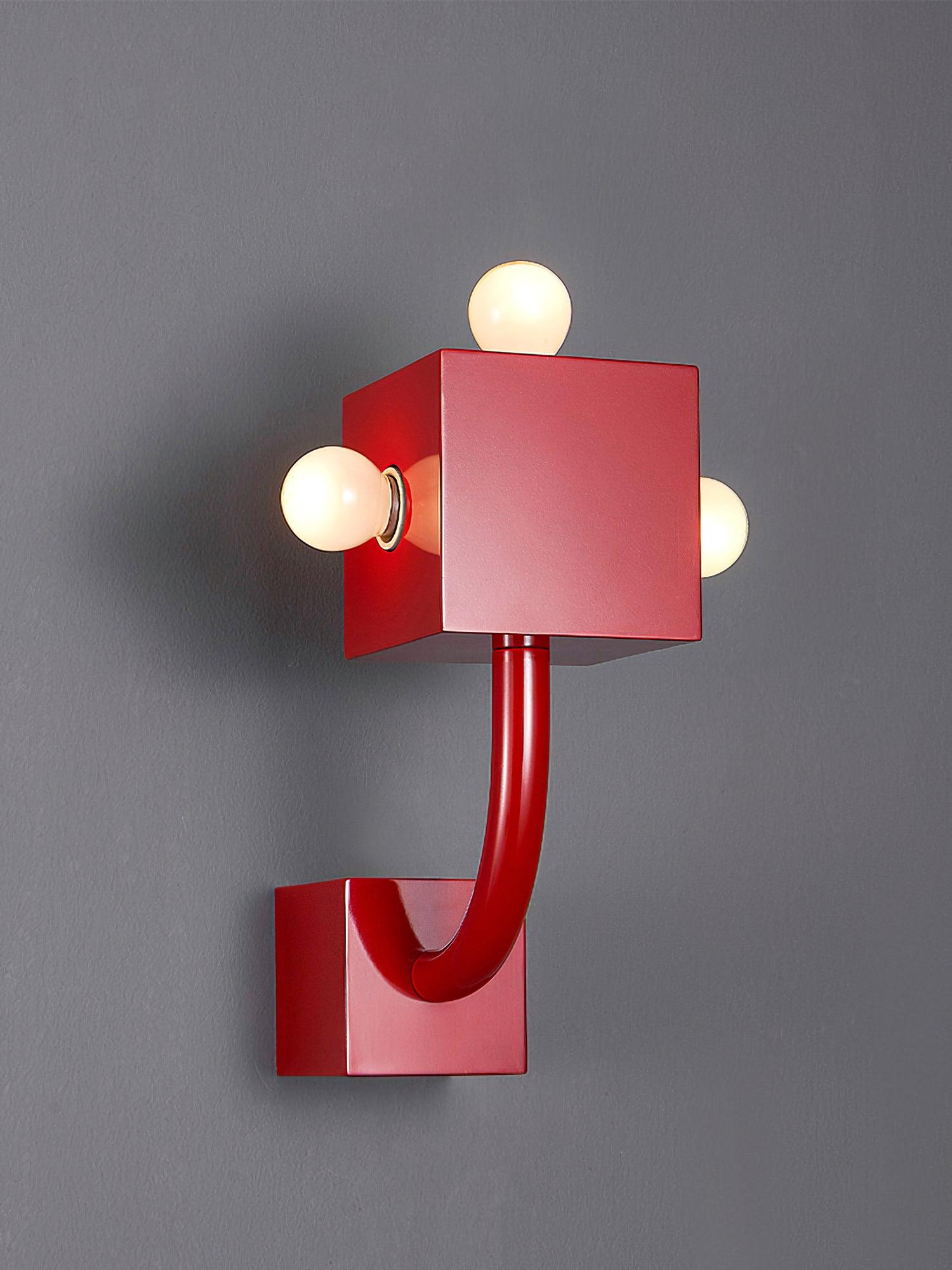 Brenna Individual Creativity Red Cube Wall Lamp-Neutral Decor