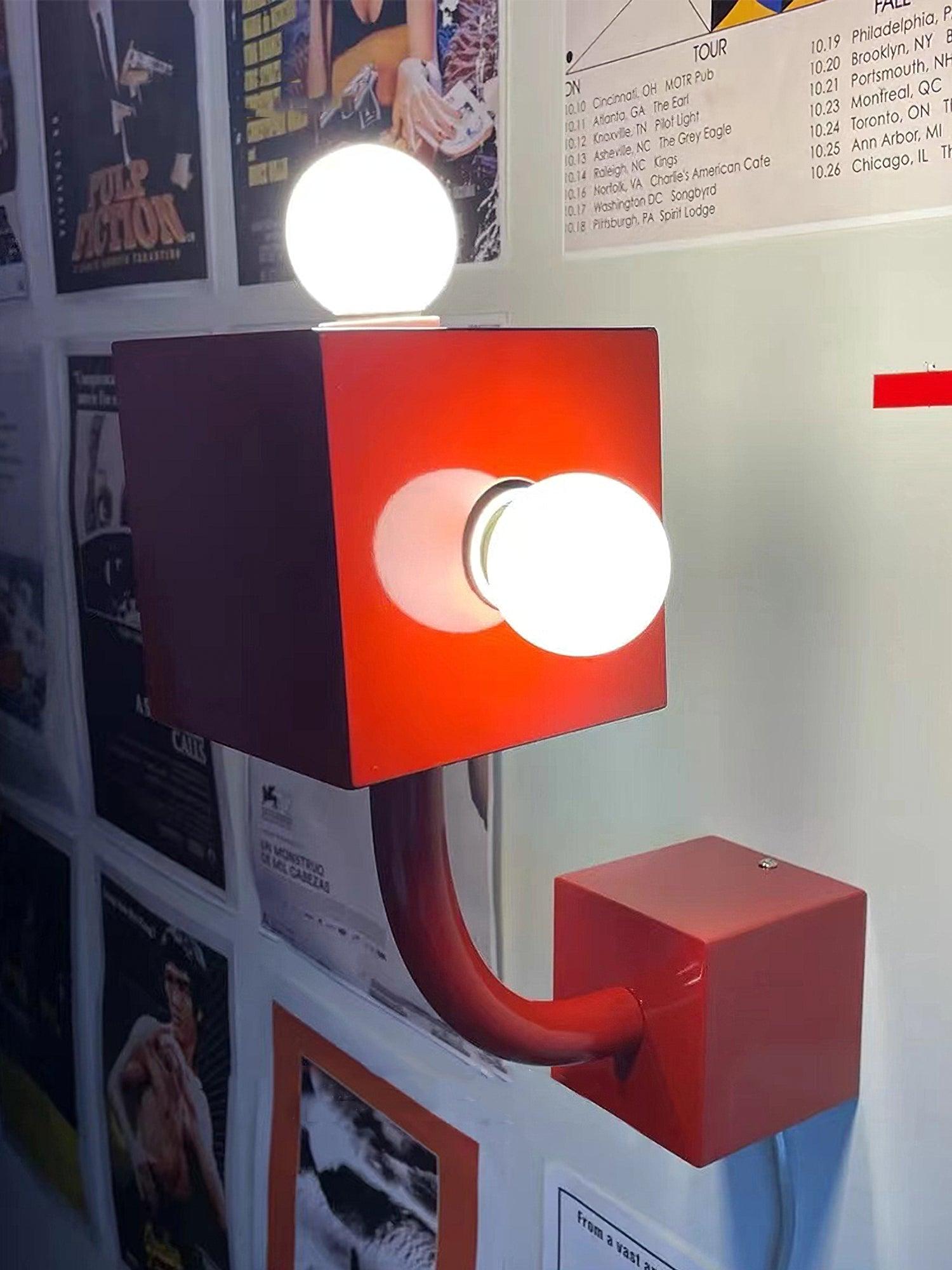 Brenna Individual Creativity Red Cube Wall Lamp-Neutral Decor