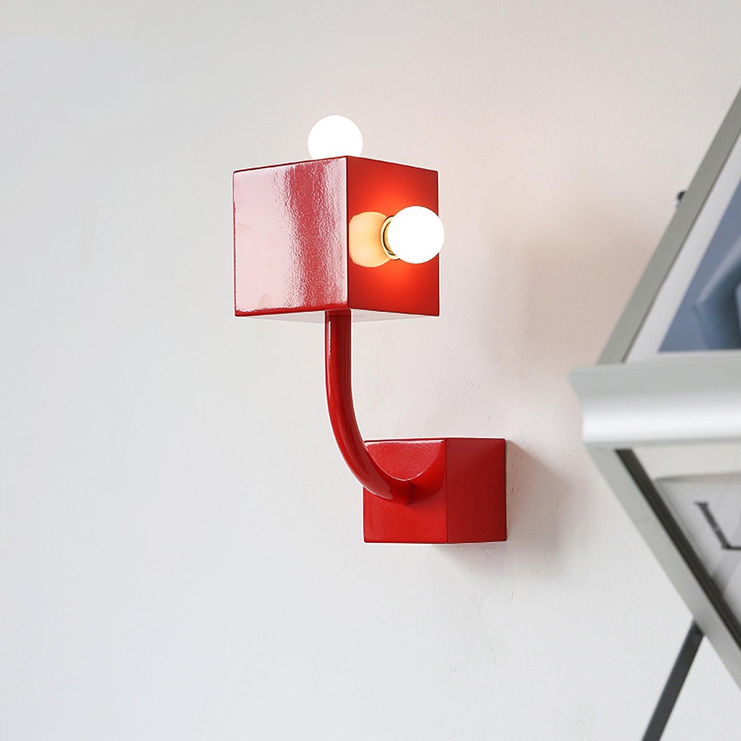 Brenna Individual Creativity Red Cube Wall Lamp-Neutral Decor