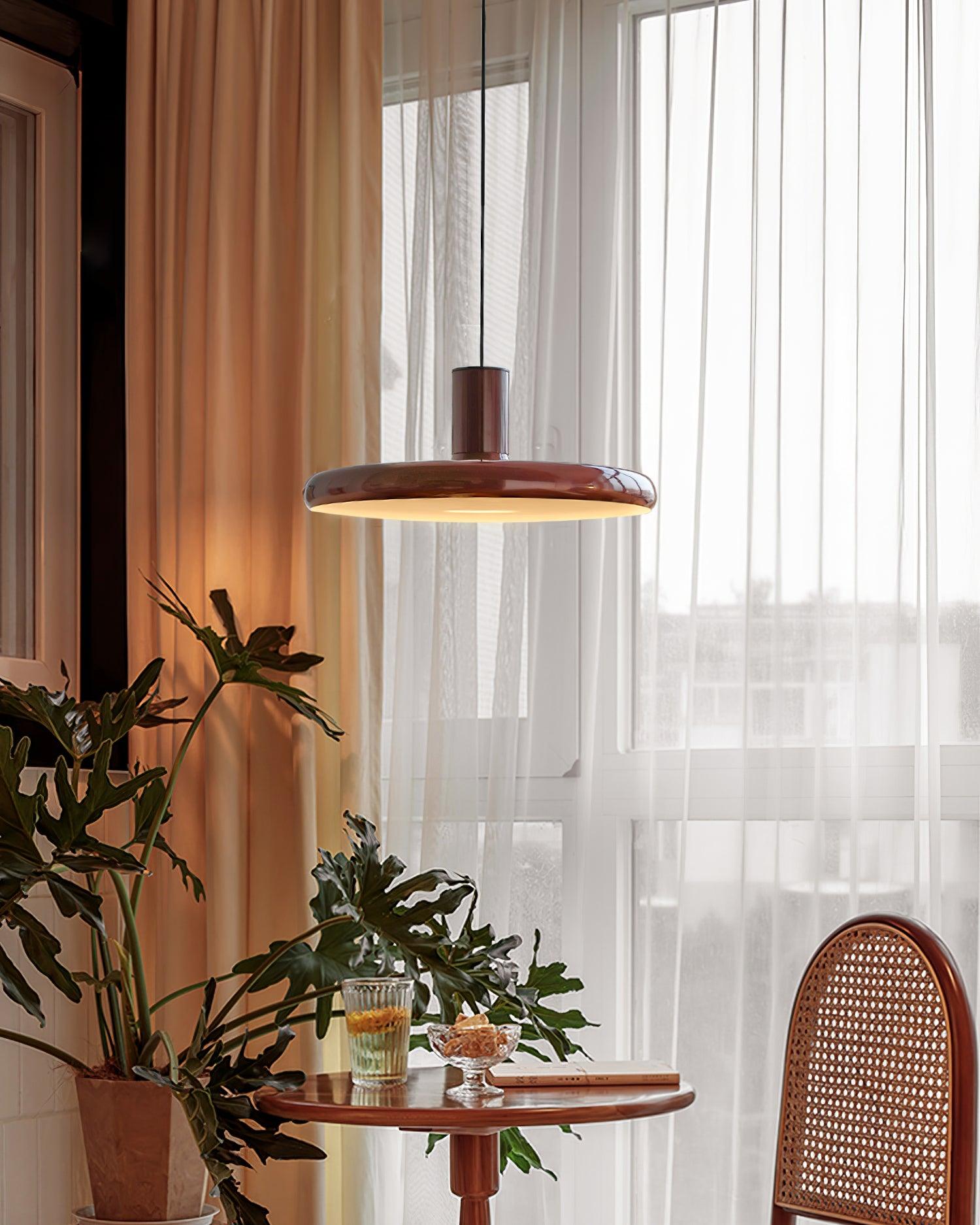 Pendant Lamp Frisbee Red Industrial Contemporary