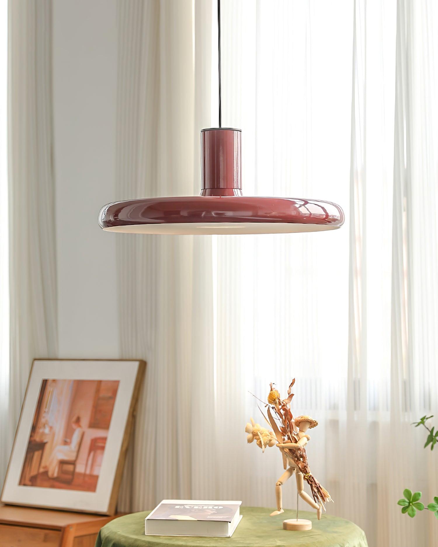 Pendant Lamp Frisbee Red Industrial Contemporary