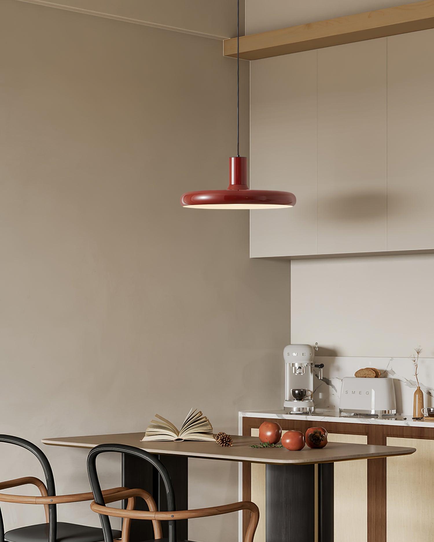 Pendant Lamp Frisbee Red Industrial Contemporary