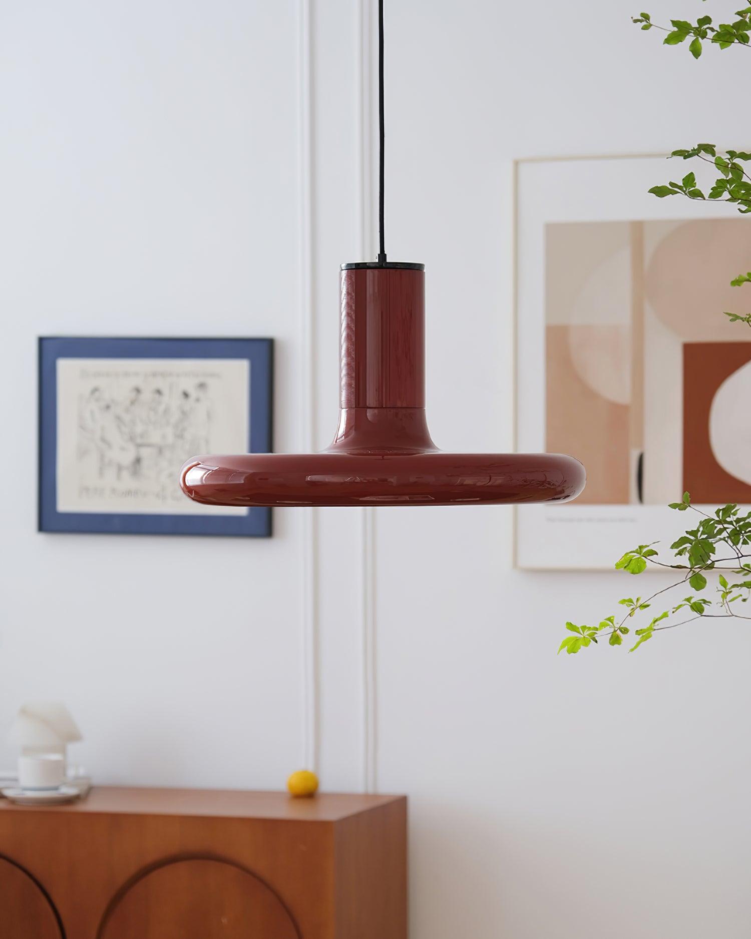Pendant Lamp Frisbee Red Industrial Contemporary