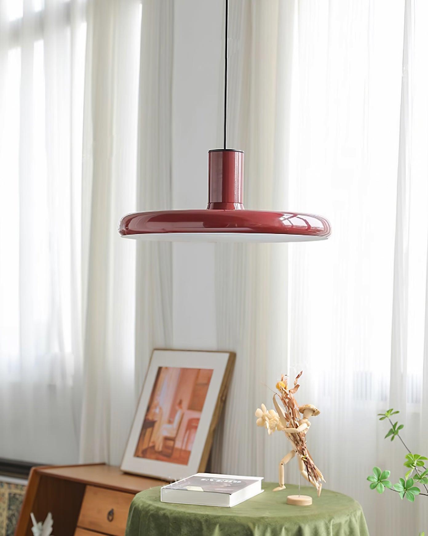 Pendant Lamp Frisbee Red Industrial Contemporary