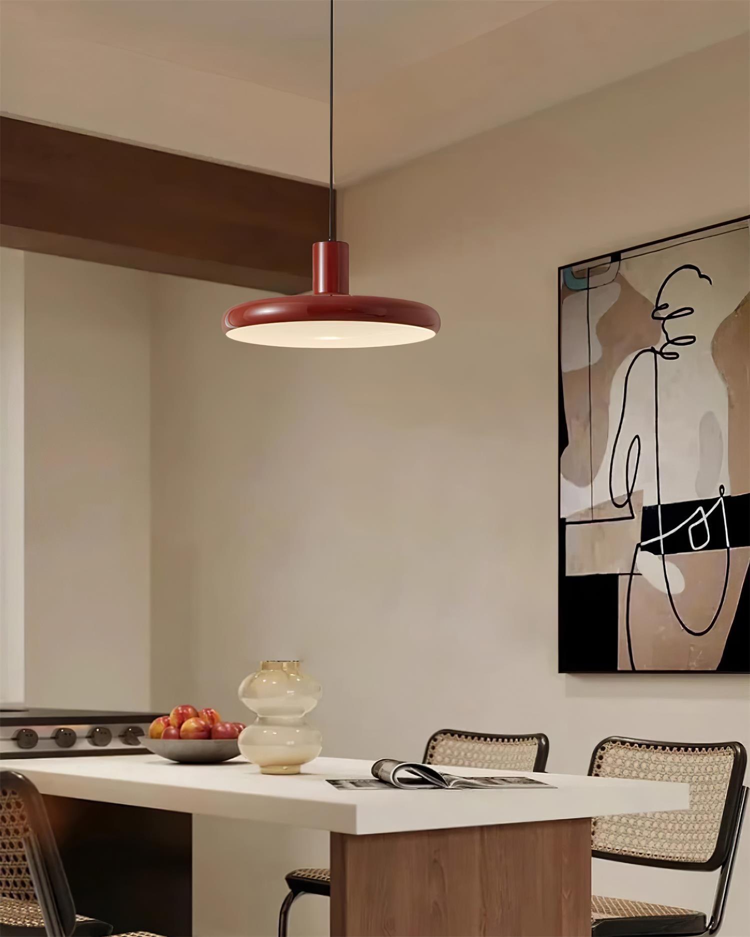 Pendant Lamp Frisbee Red Industrial Contemporary