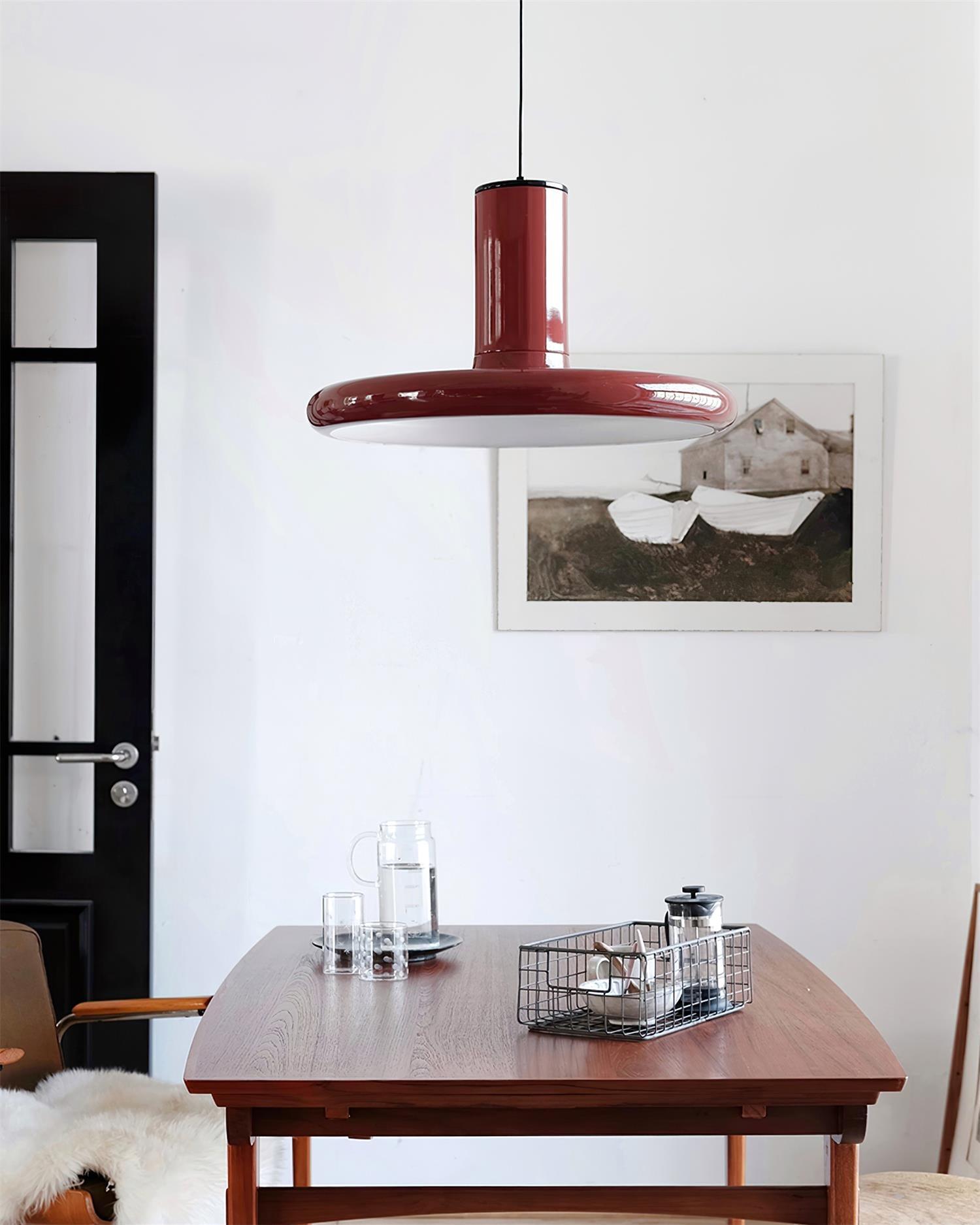 Pendant Lamp Frisbee Red Industrial Contemporary