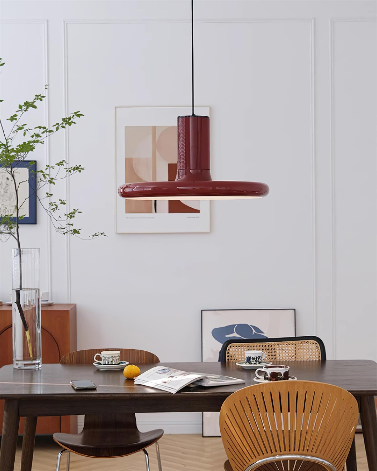 Pendant Lamp Frisbee Red Industrial Contemporary