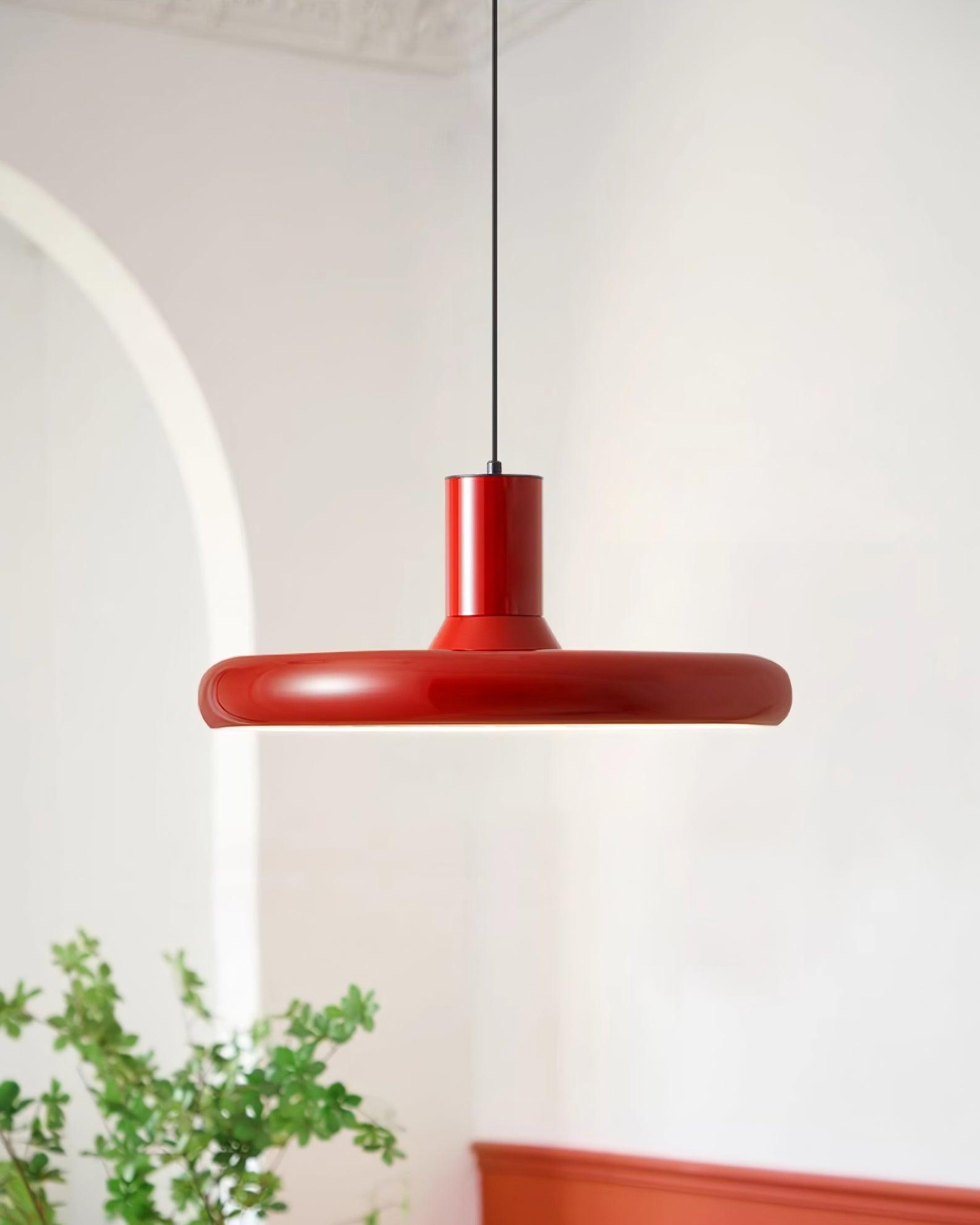 Pendant Lamp Frisbee Red Industrial Contemporary