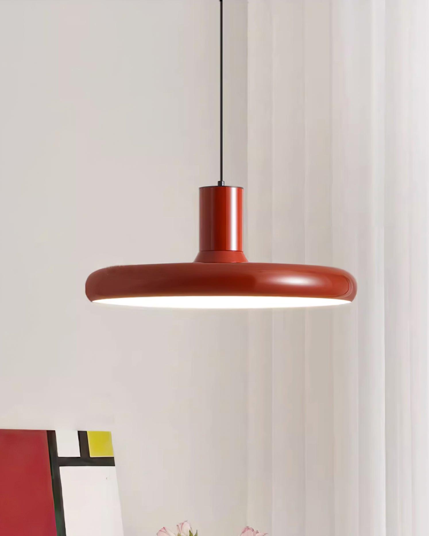 Pendant Lamp Frisbee Red Industrial Contemporary