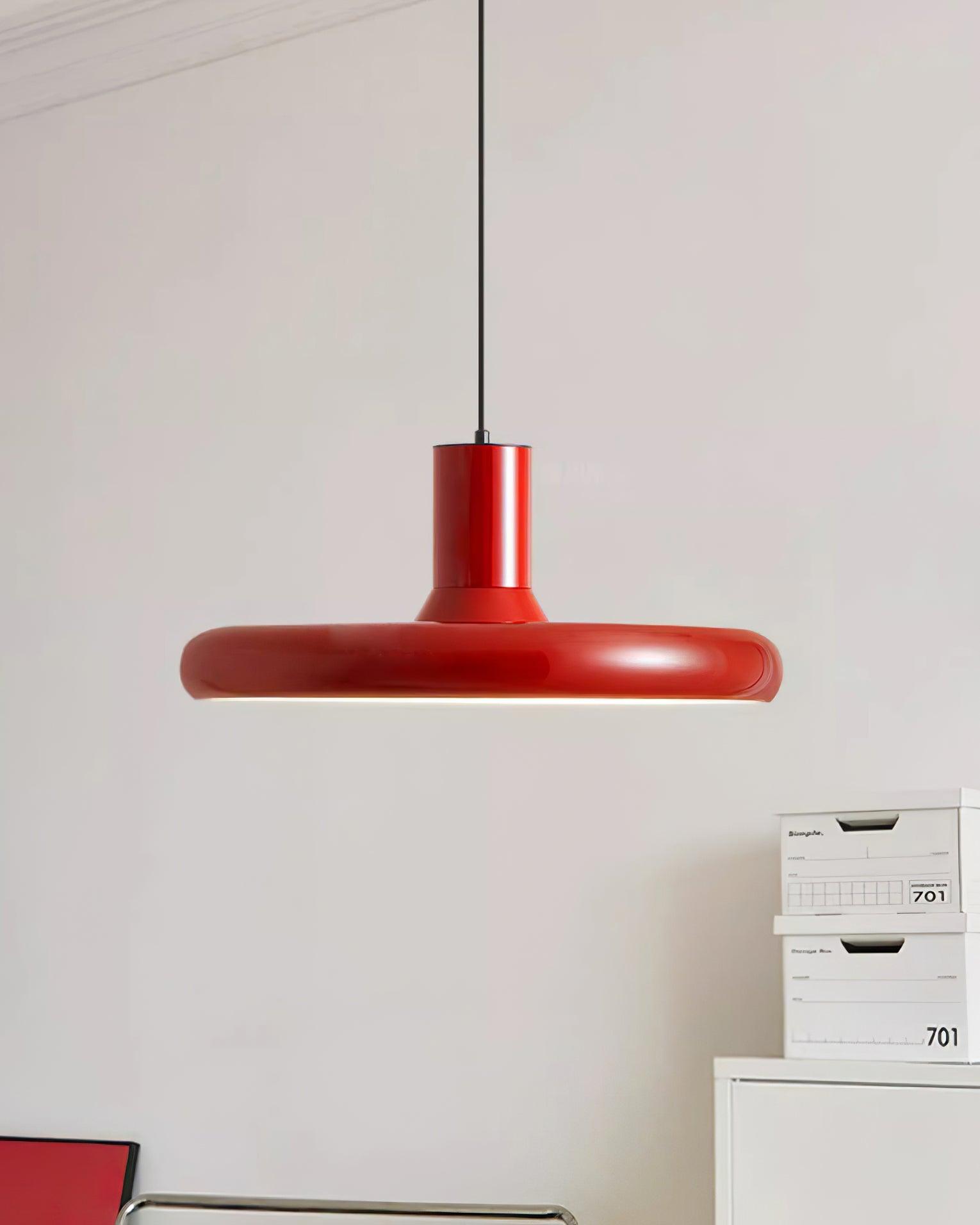 Pendant Lamp Frisbee Red Industrial Contemporary