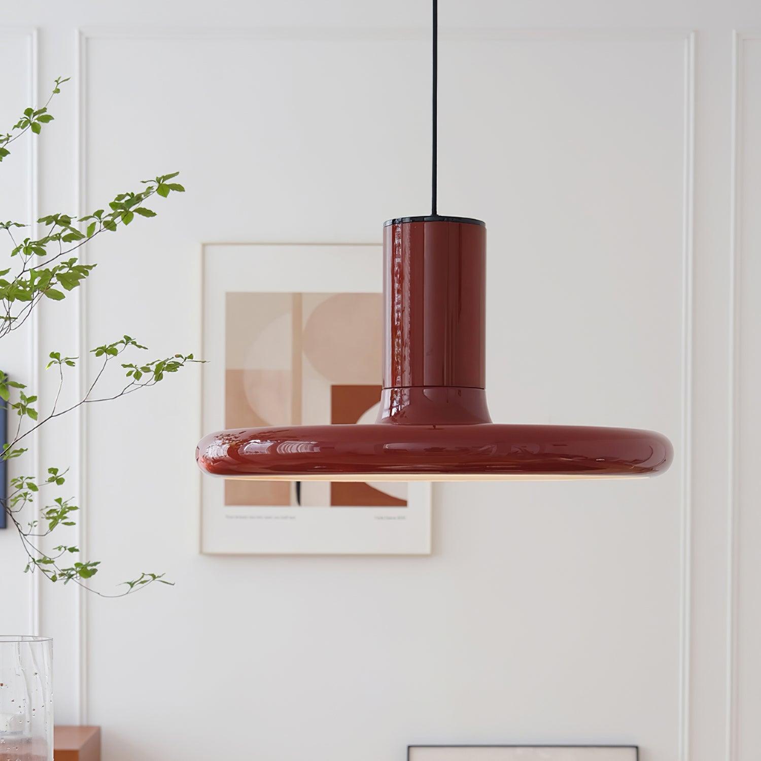 Pendant Lamp Frisbee Red Industrial Contemporary