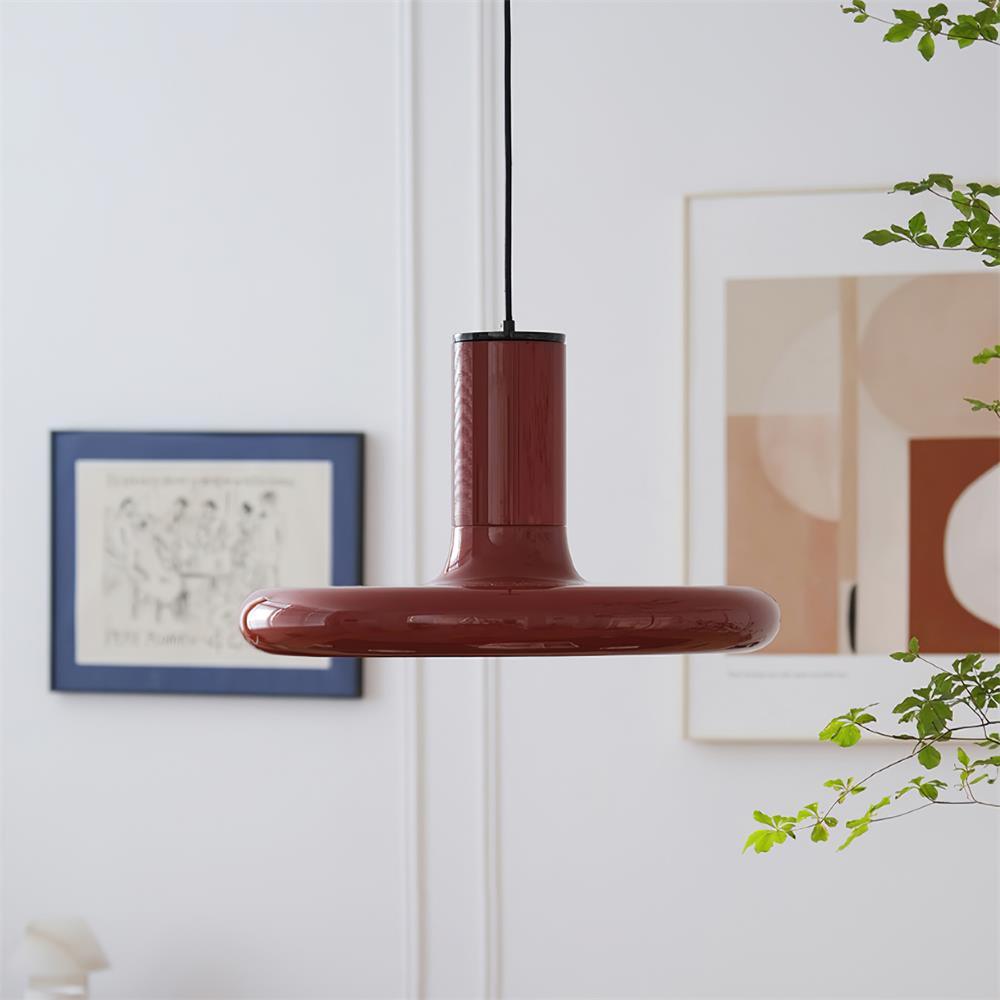 Pendant Lamp Frisbee Red Industrial Contemporary