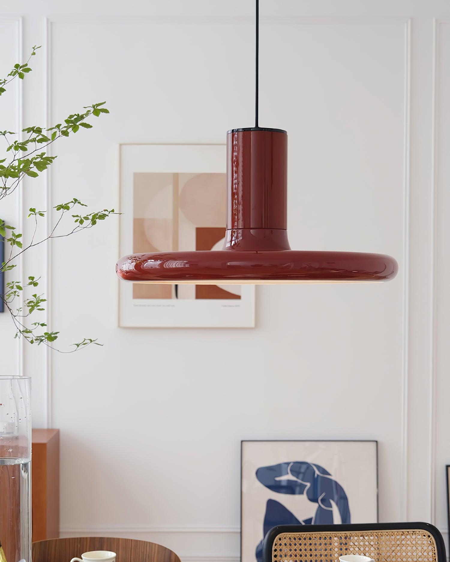 Pendant Lamp Frisbee Red Industrial Contemporary
