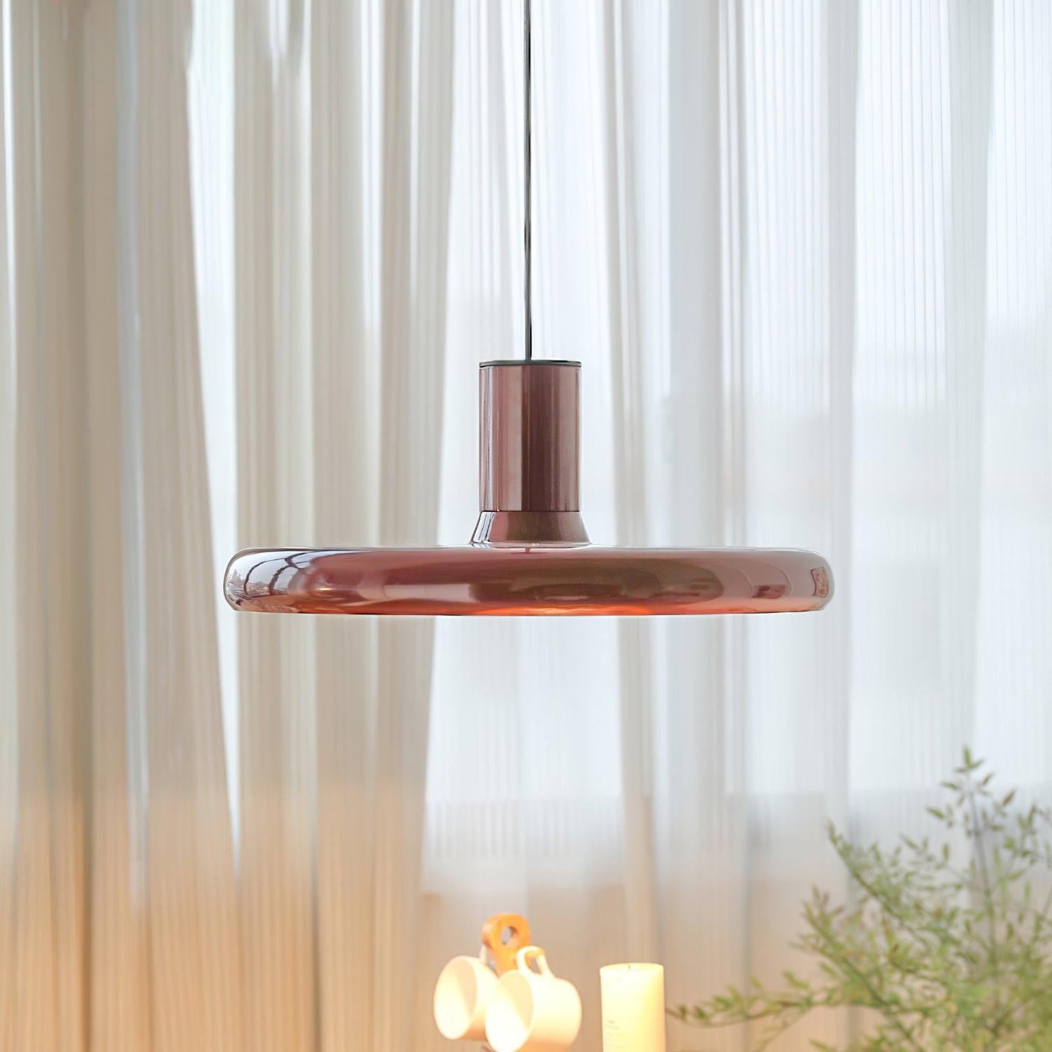 Pendant Lamp Frisbee Red Industrial Contemporary