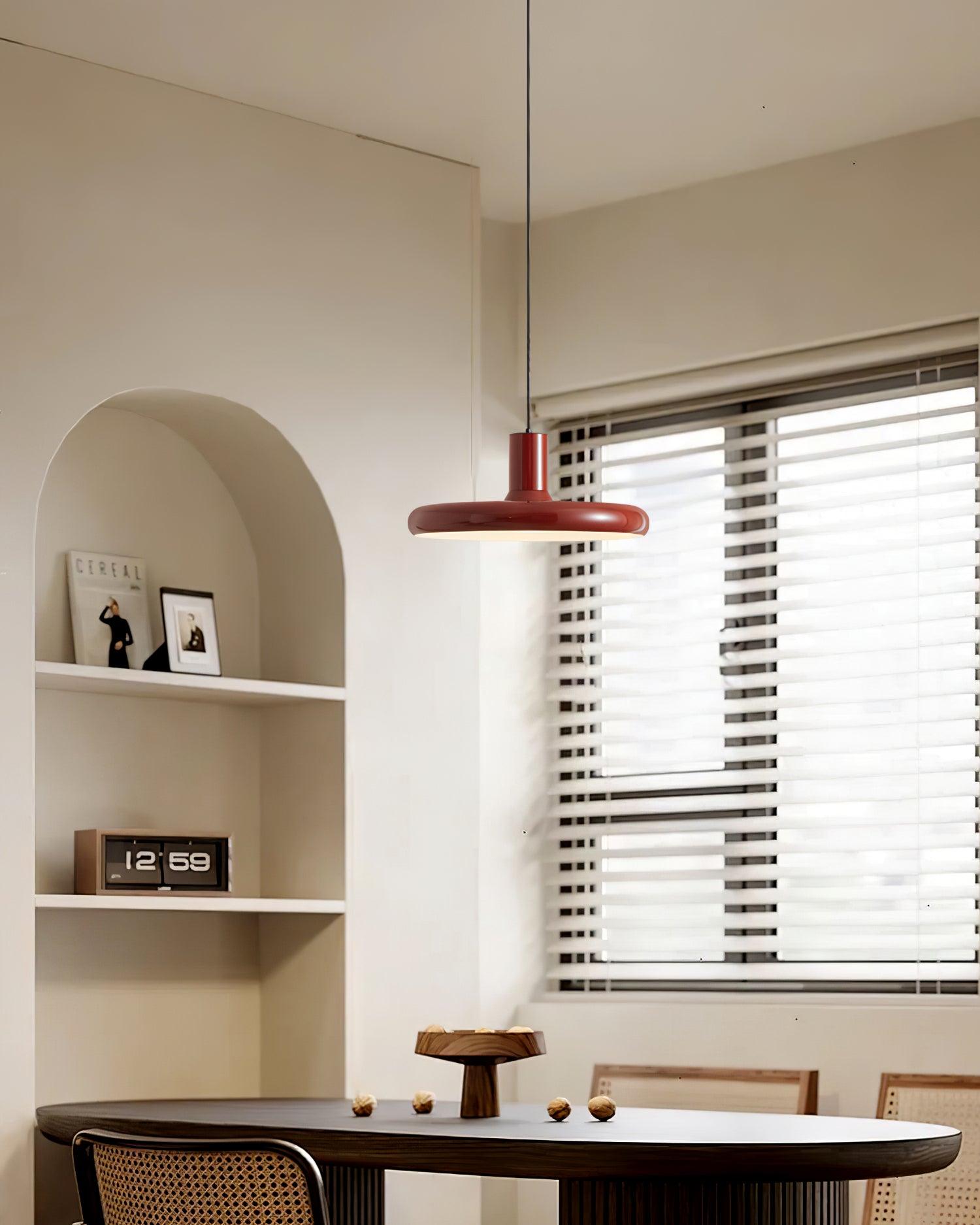 Pendant Lamp Frisbee Red Industrial Contemporary