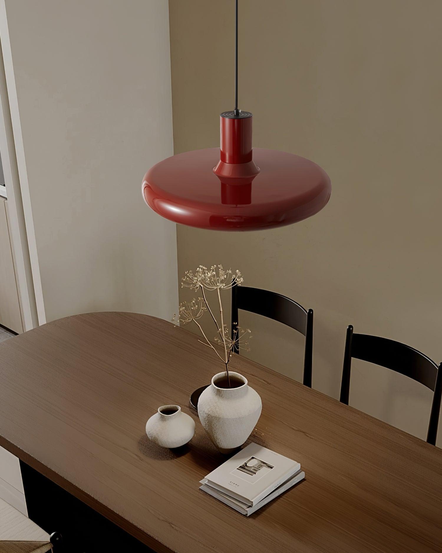 Pendant Lamp Frisbee Red Industrial Contemporary