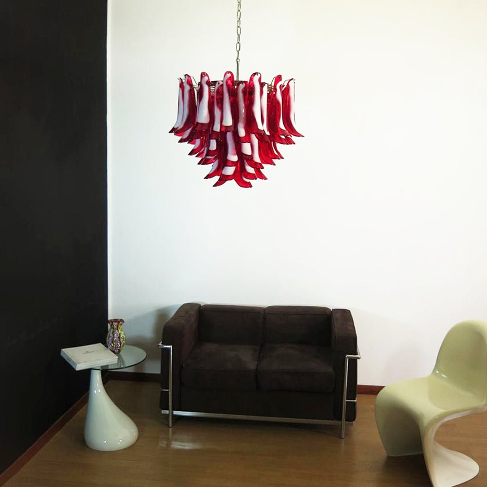 Aurora Chandelier Red Murano Petals-Neutral Decor