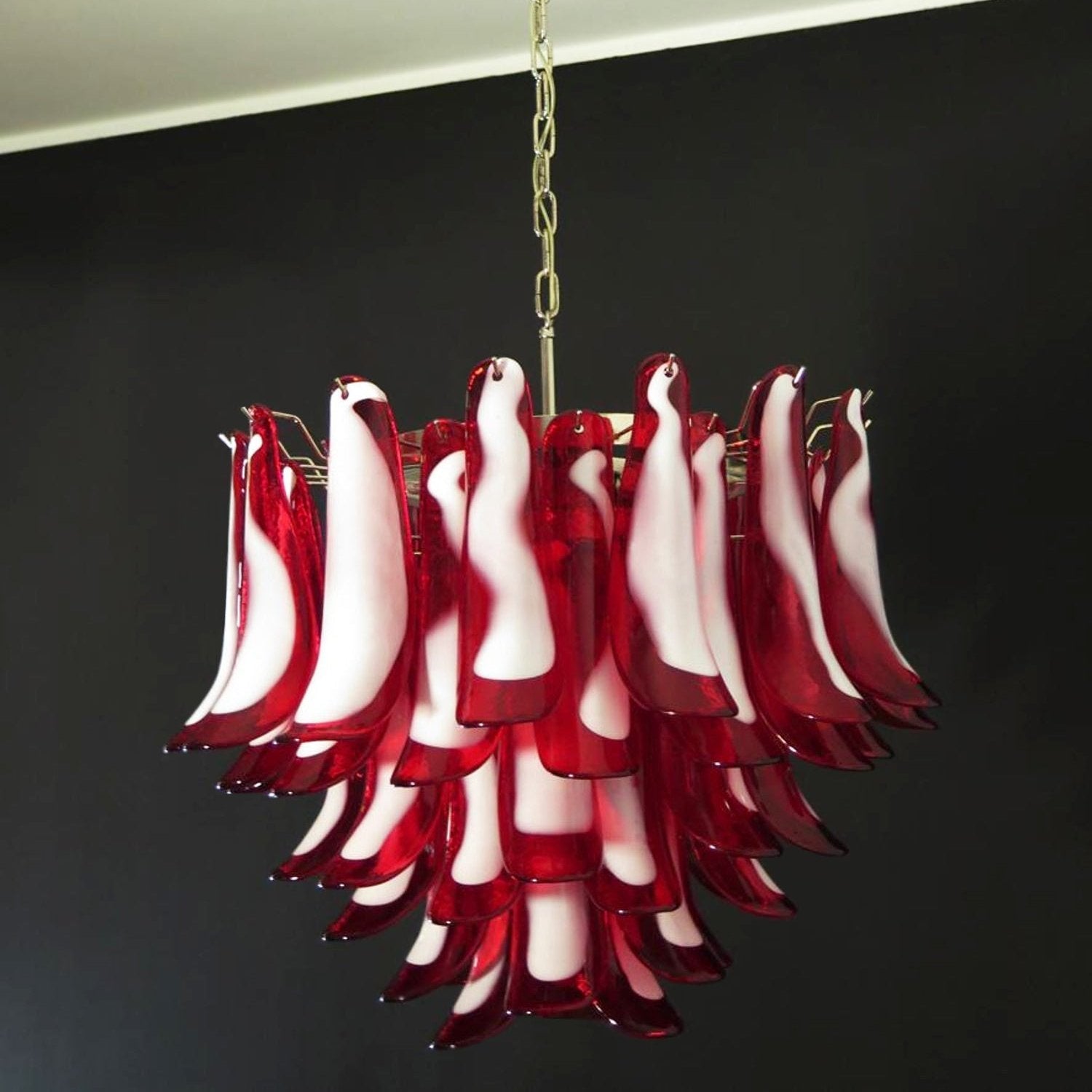 Aurora Chandelier Red Murano Petals-Neutral Decor