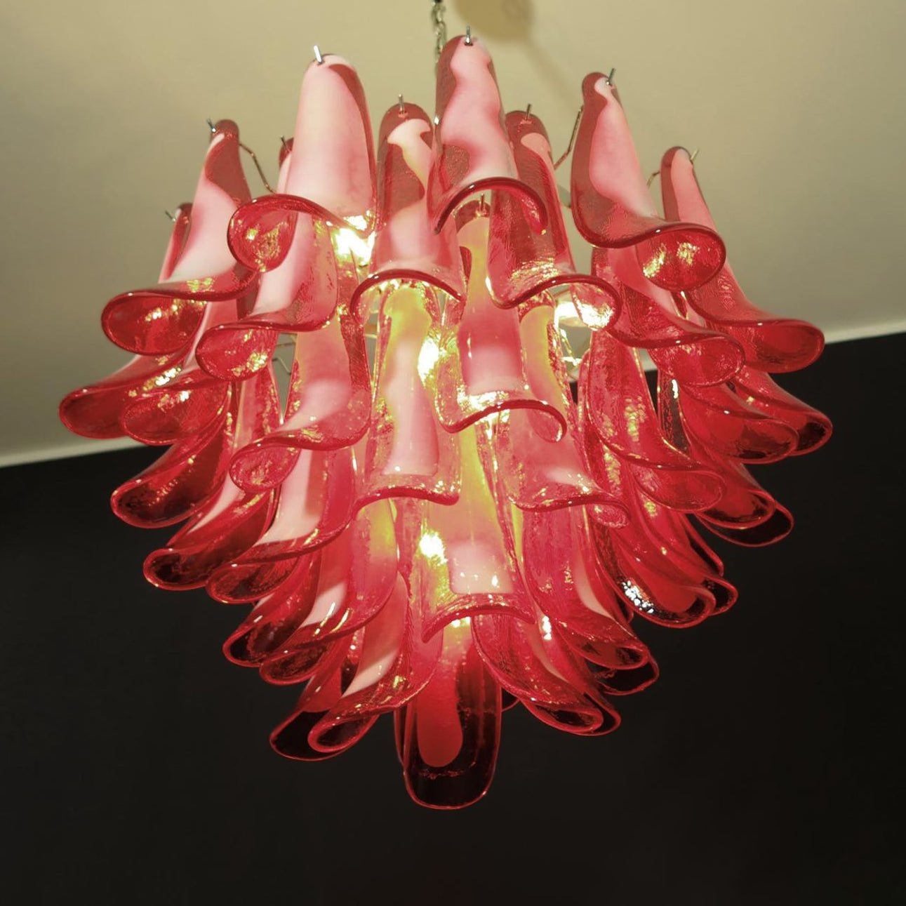 Aurora Chandelier Red Murano Petals-Neutral Decor
