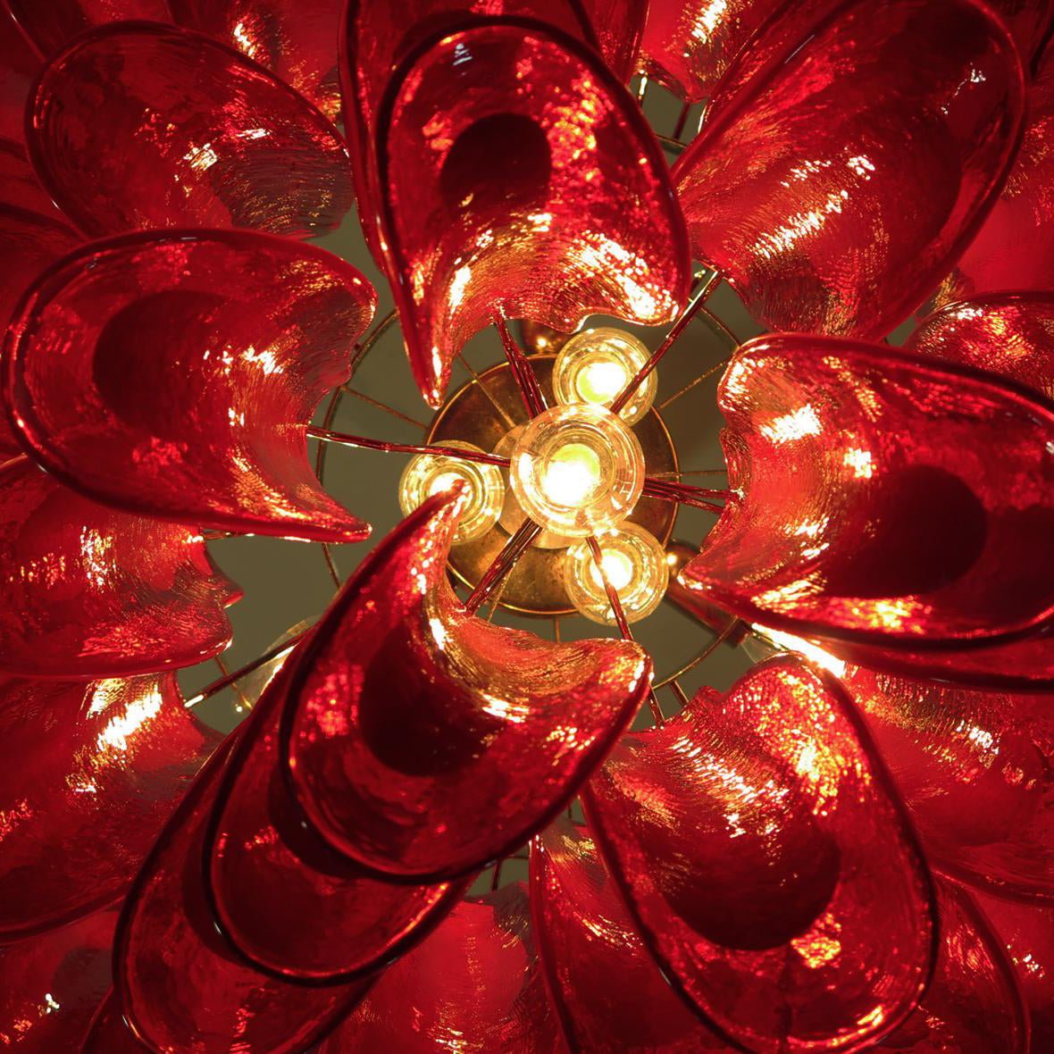 Aurora Chandelier Red Murano Petals-Neutral Decor