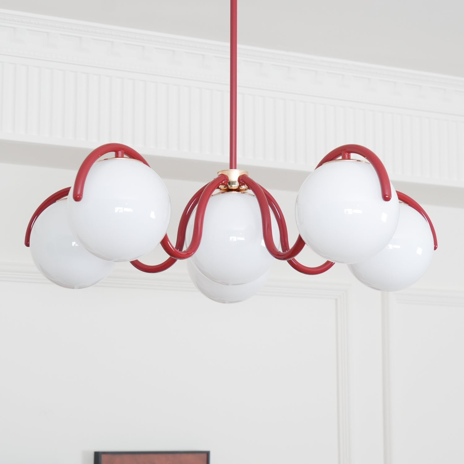 Pheva Curve Linear Chandelier Red&Silver - Neutralighting