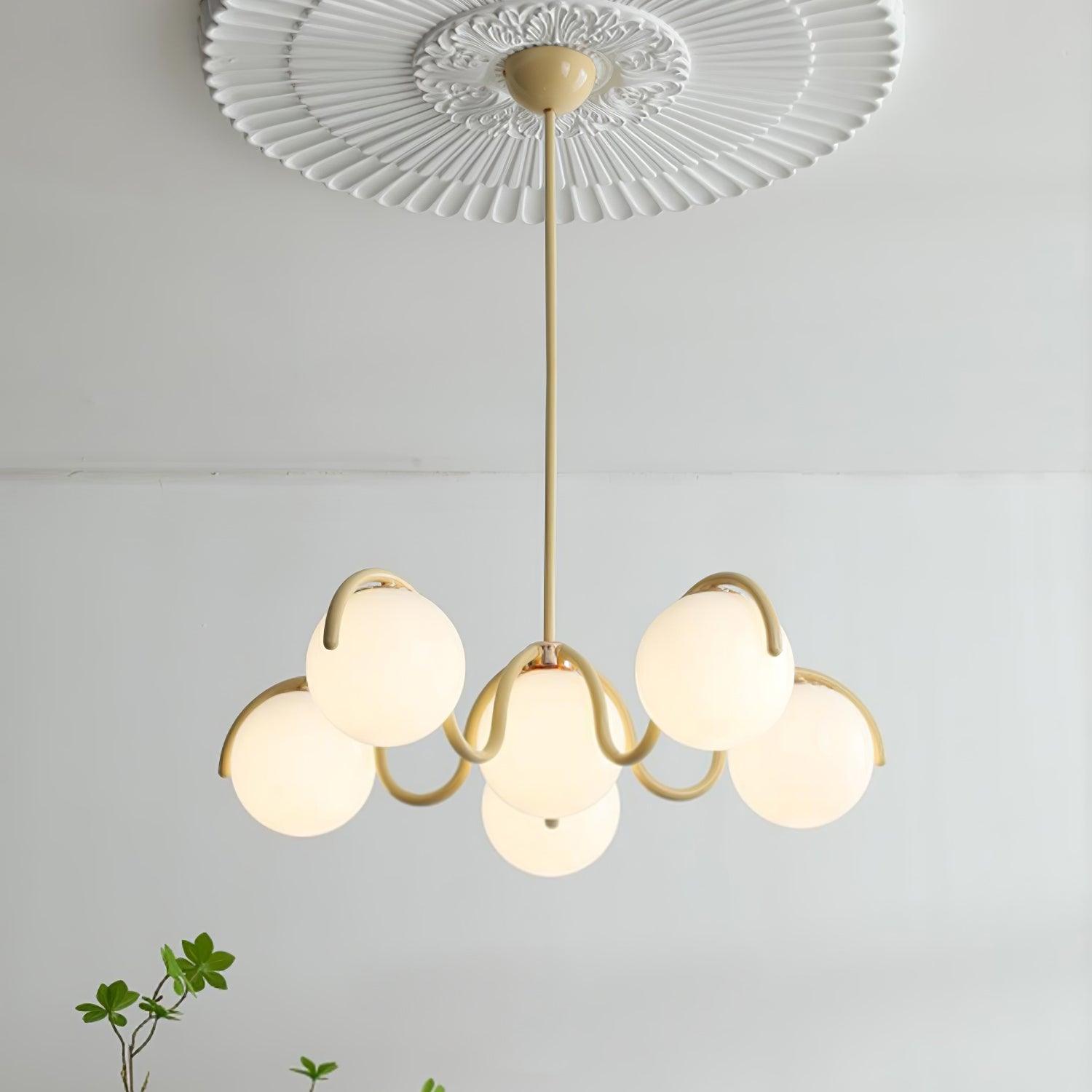 Pheva Curve Linear Chandelier Red&Silver - Neutralighting