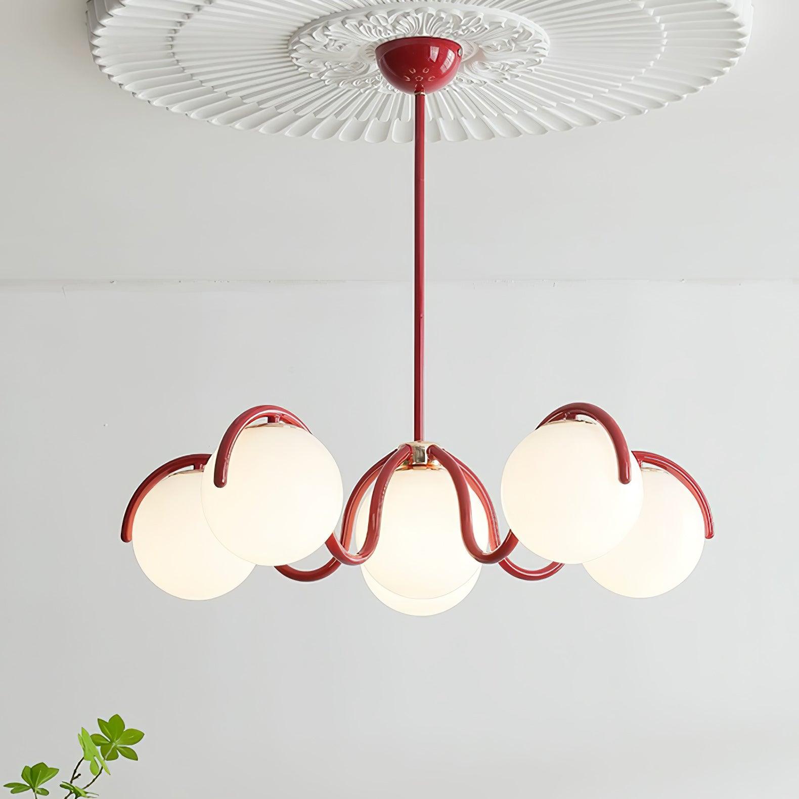 Pheva Curve Linear Chandelier Red&Silver - Neutralighting