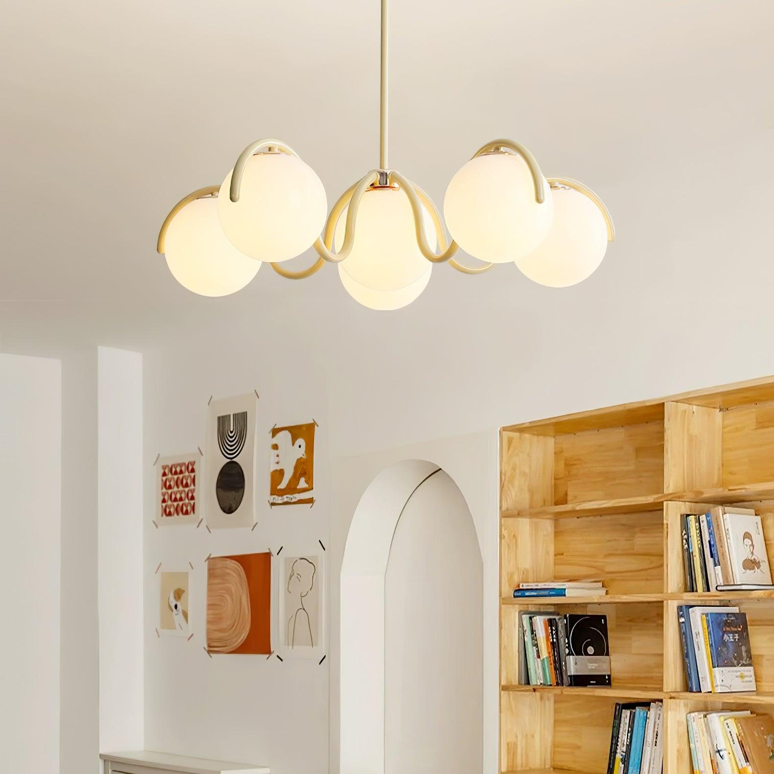 Pheva Curve Linear Chandelier Red&Silver - Neutralighting