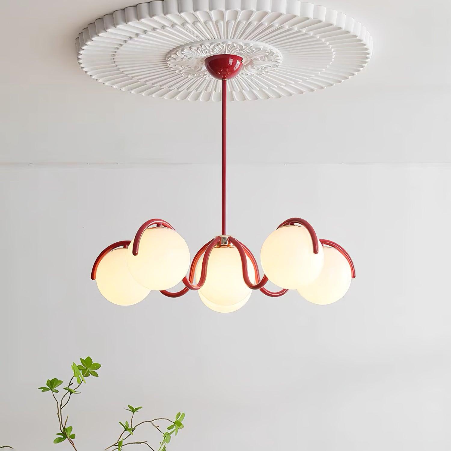 Pheva Curve Linear Chandelier Red&Silver - Neutralighting