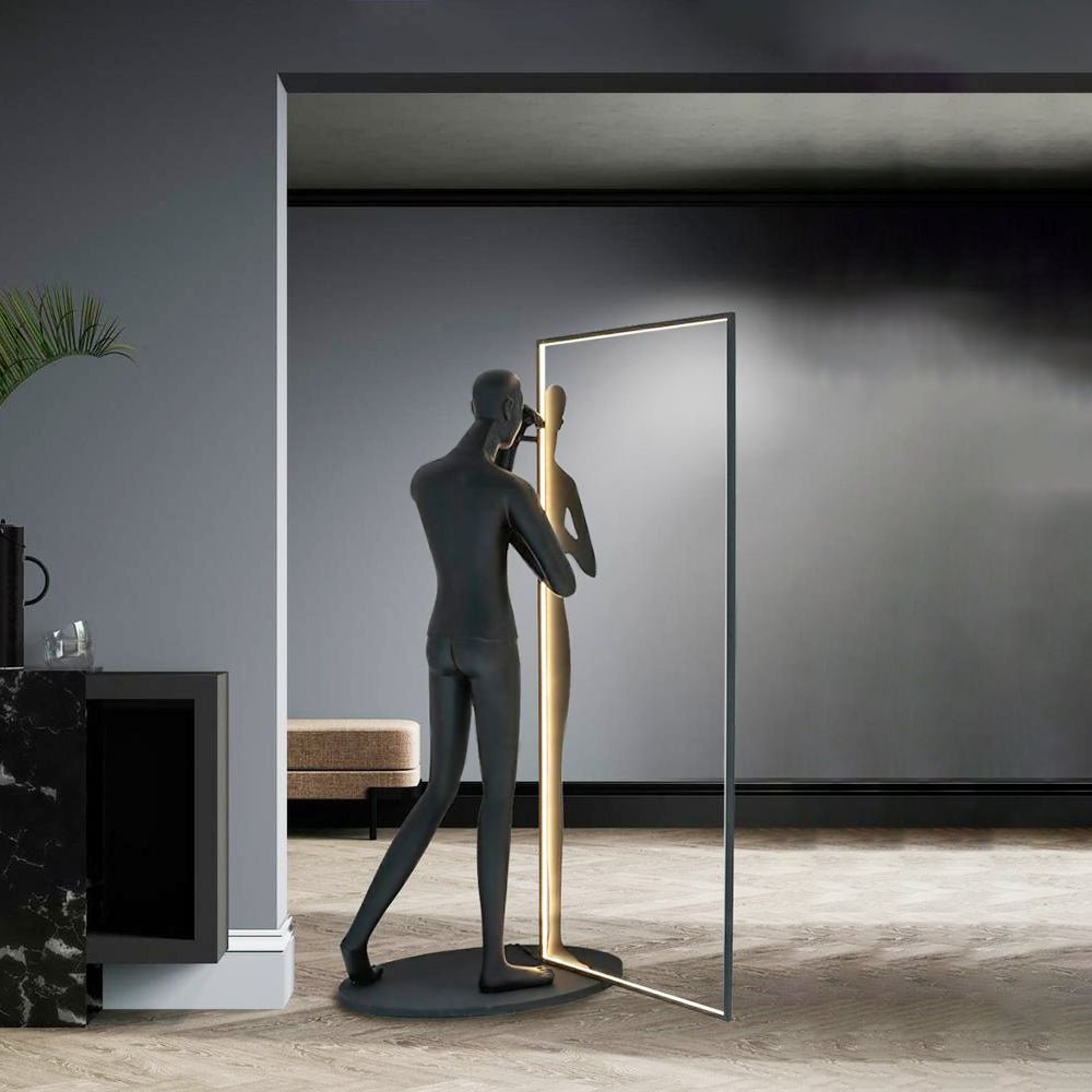 Onoryra Sculptural Black Mirror Floor Lamp-Neutral Decor