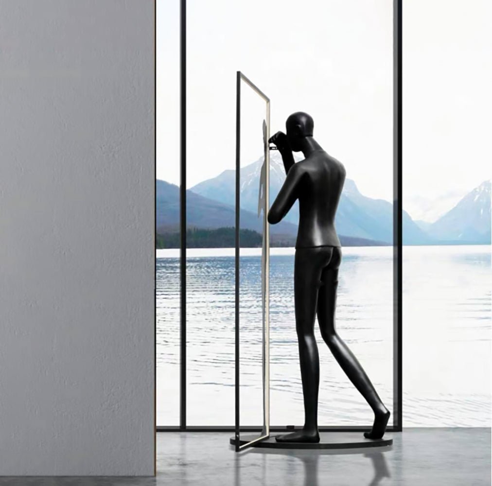 Onoryra Sculptural Black Mirror Floor Lamp-Neutral Decor