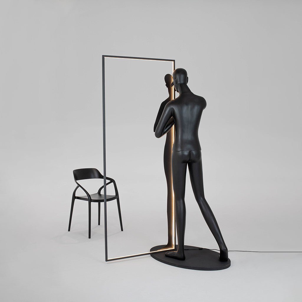 Onoryra Sculptural Black Mirror Floor Lamp-Neutral Decor