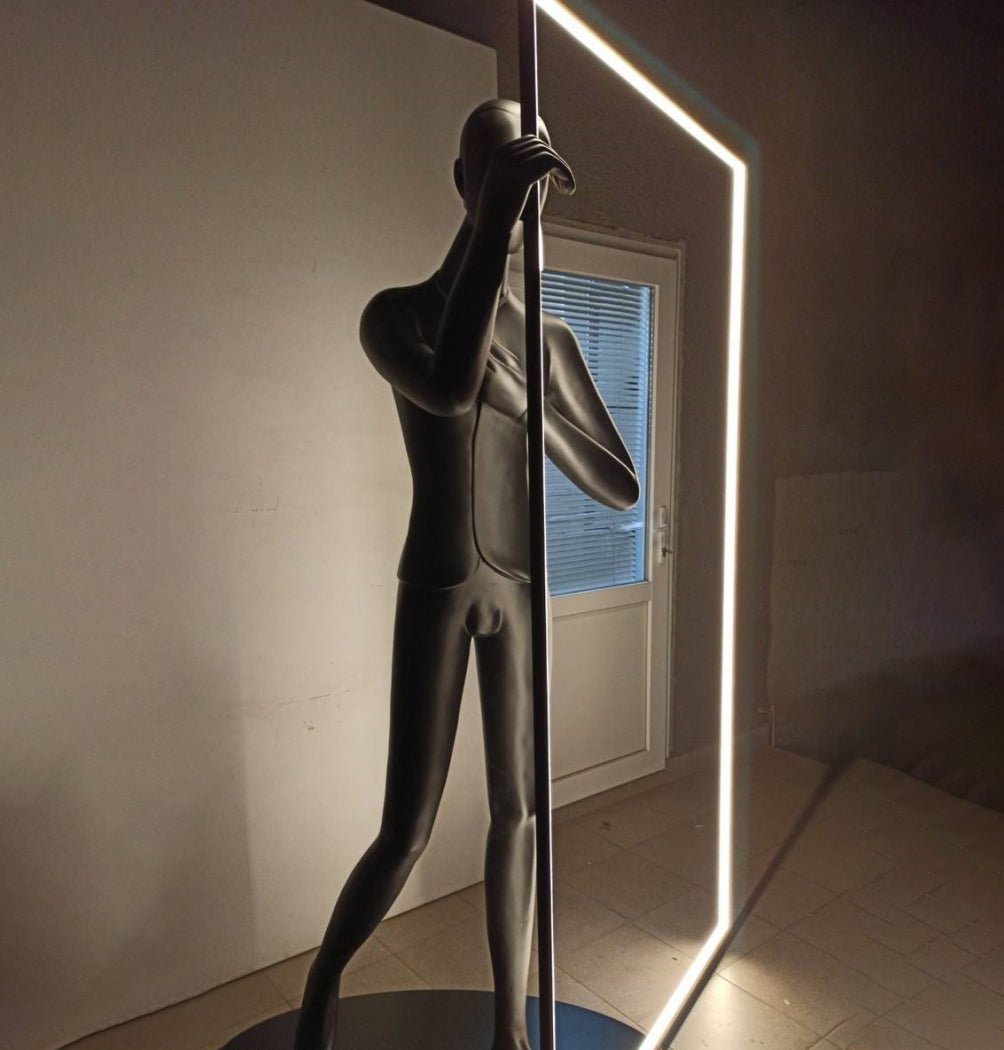 Onoryra Sculptural Black Mirror Floor Lamp-Neutral Decor
