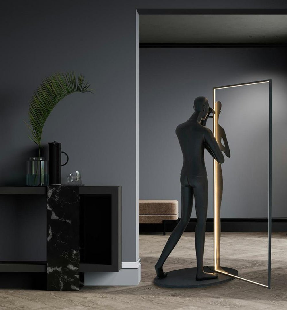 Onoryra Sculptural Black Mirror Floor Lamp-Neutral Decor