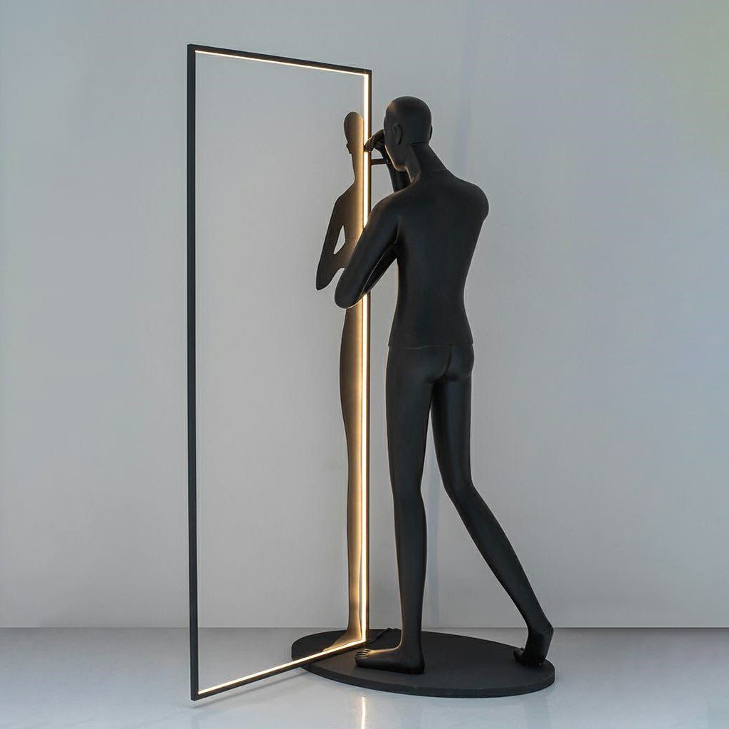 Onoryra Sculptural Black Mirror Floor Lamp-Neutral Decor
