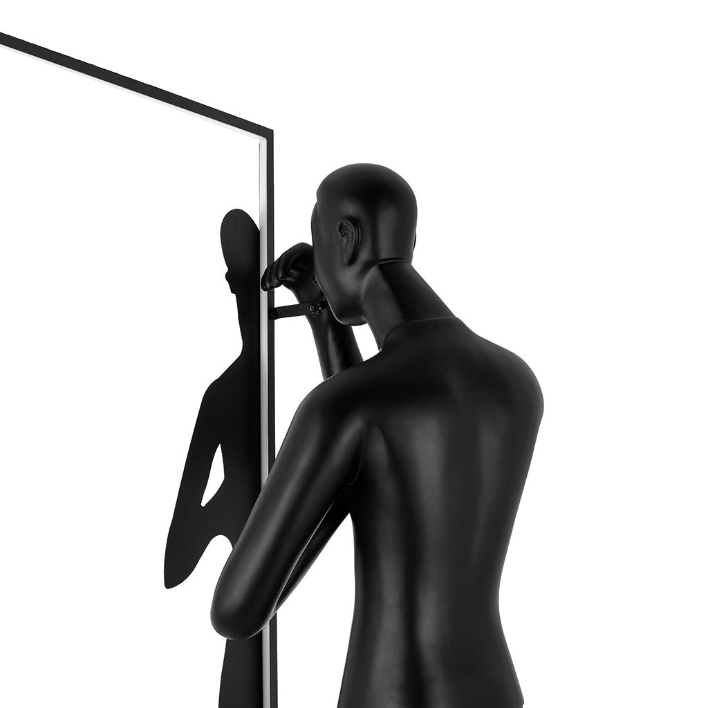 Onoryra Sculptural Black Mirror Floor Lamp-Neutral Decor