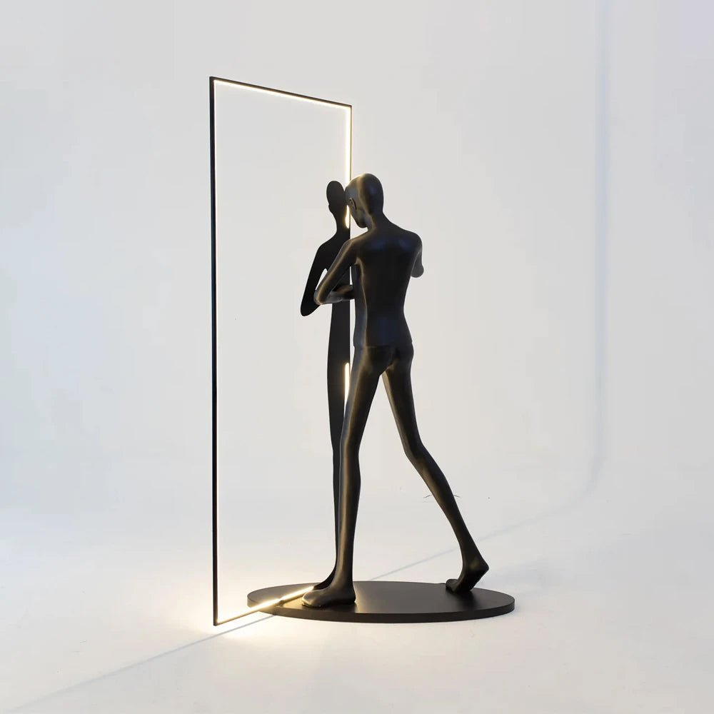 Onoryra Sculptural Black Mirror Floor Lamp-Neutral Decor