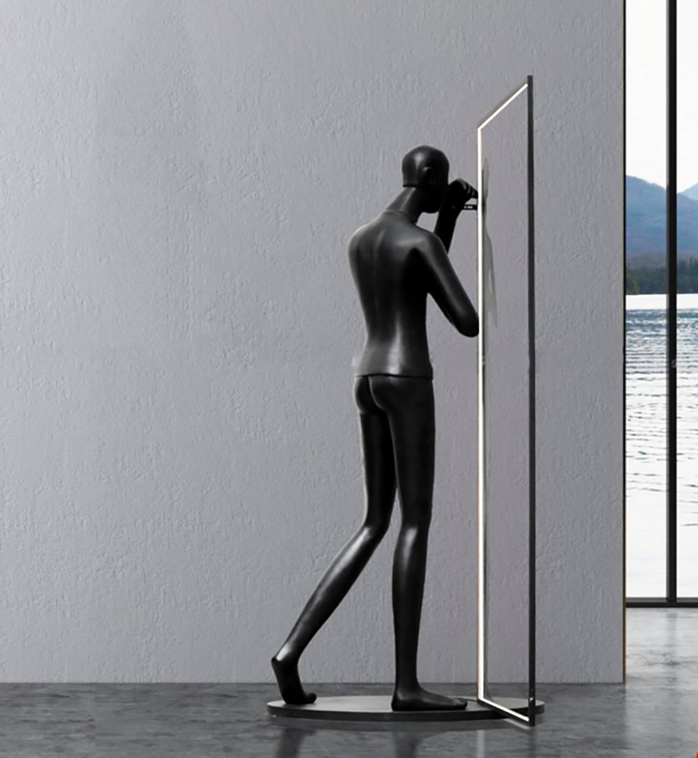 Onoryra Sculptural Black Mirror Floor Lamp-Neutral Decor