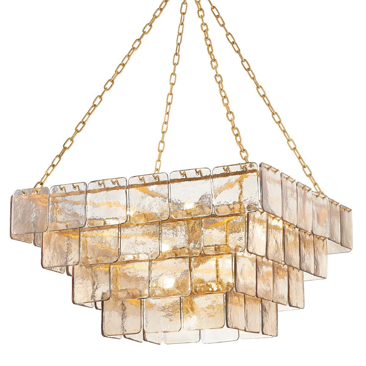 Aurora Chandelier Chain Champagne Piastre Glass Tiered-Neutral Decor