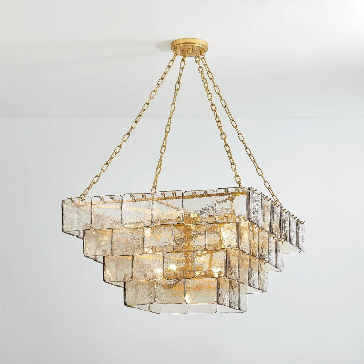 Aurora Chandelier Chain Champagne Piastre Glass Tiered-Neutral Decor