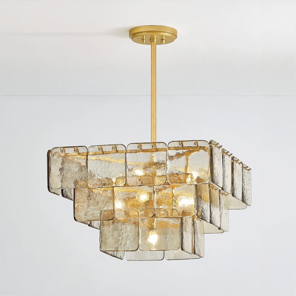 Aurora Chandelier Champagne Piastre Glass Modern-Neutral Decor