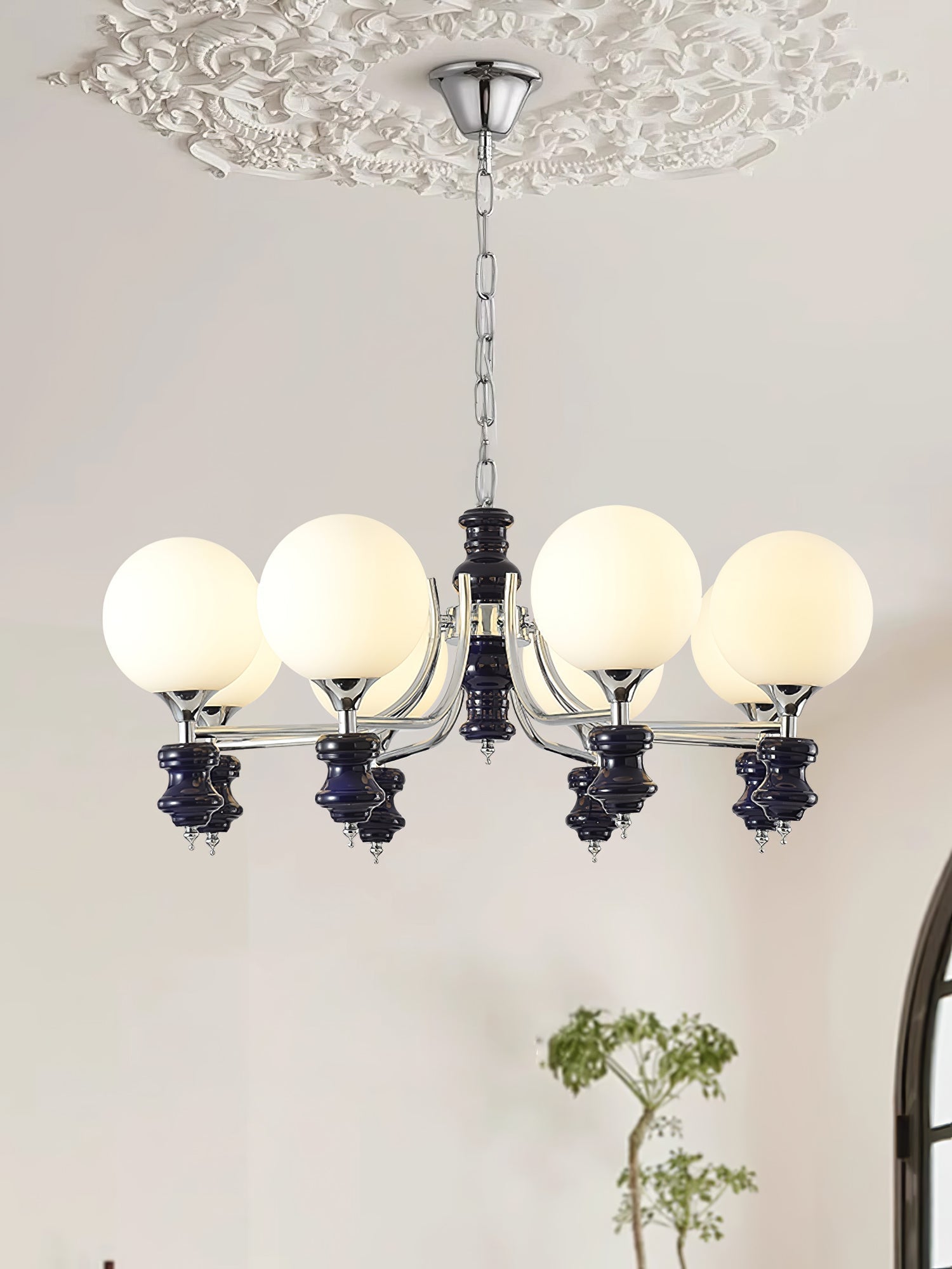 Aurora Chandelier Regal Orb Frosted-Neutral Decor