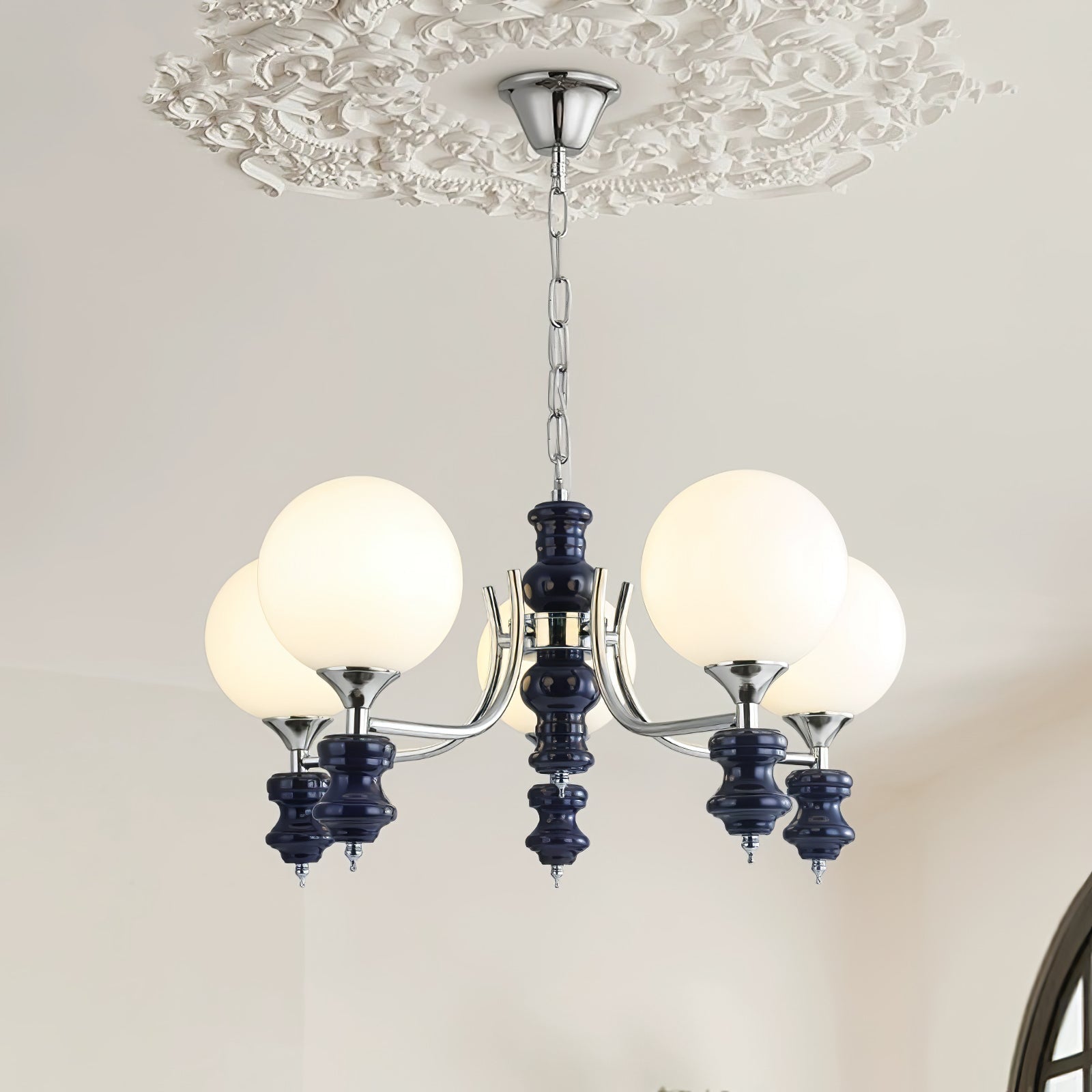 Aurora Chandelier Regal Orb Frosted-Neutral Decor