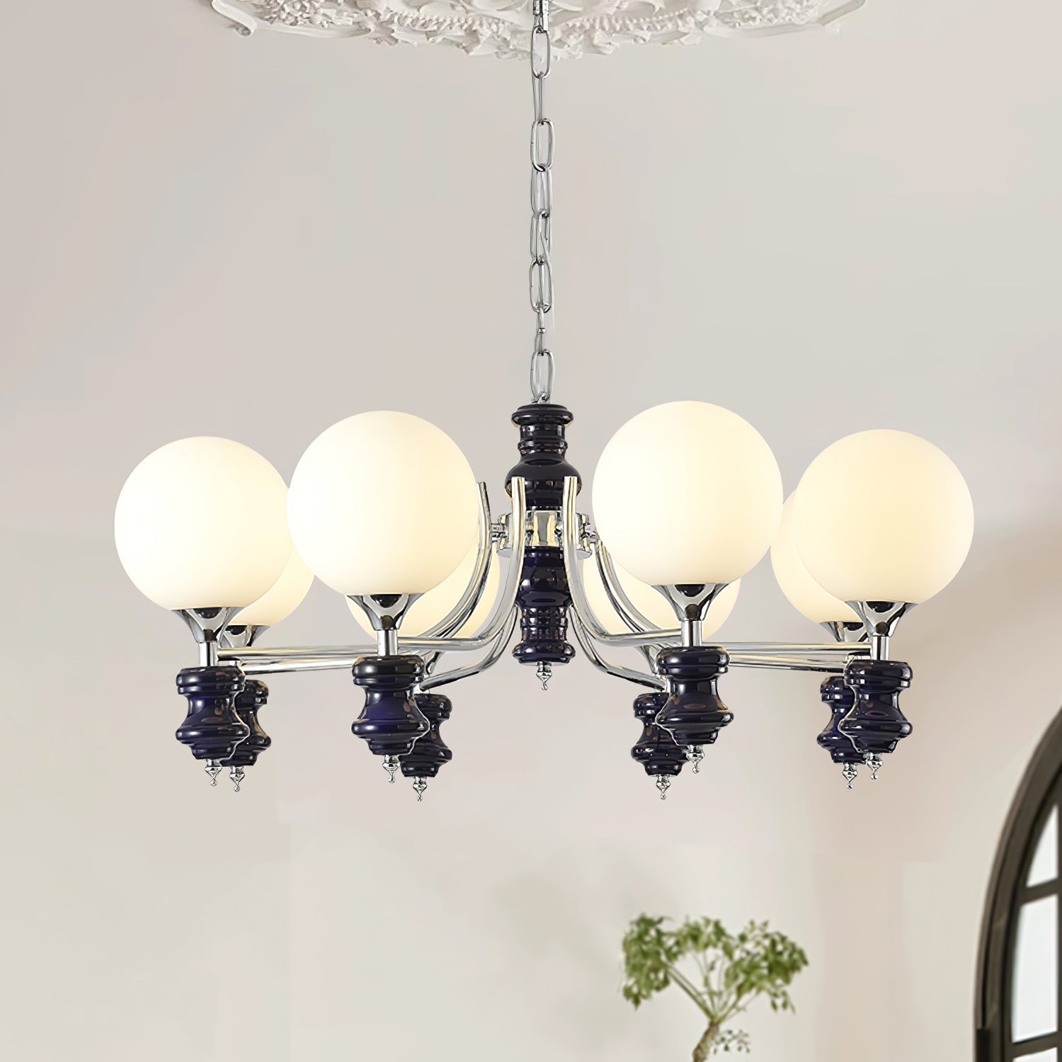 Aurora Chandelier Regal Orb Frosted-Neutral Decor