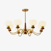 Lustra Chandelier Brass Wood Globe Classic-Neutral Decor