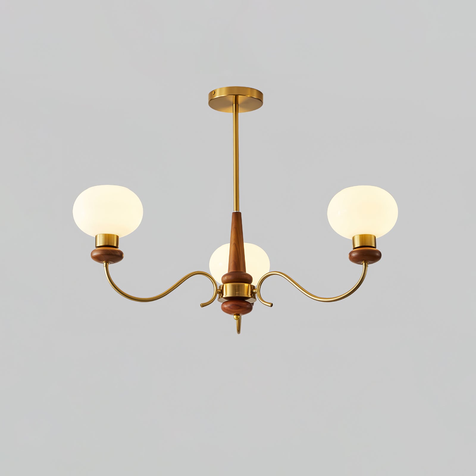 Lustra Chandelier Brass Wood Globe Classic-Neutral Decor